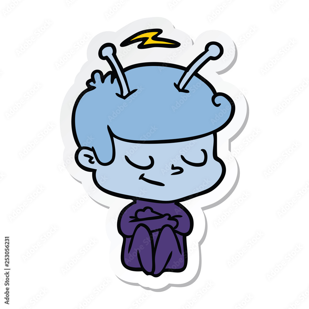 sticker of a friendly cartoon spaceman sticker of a friendly cartoon spaceman