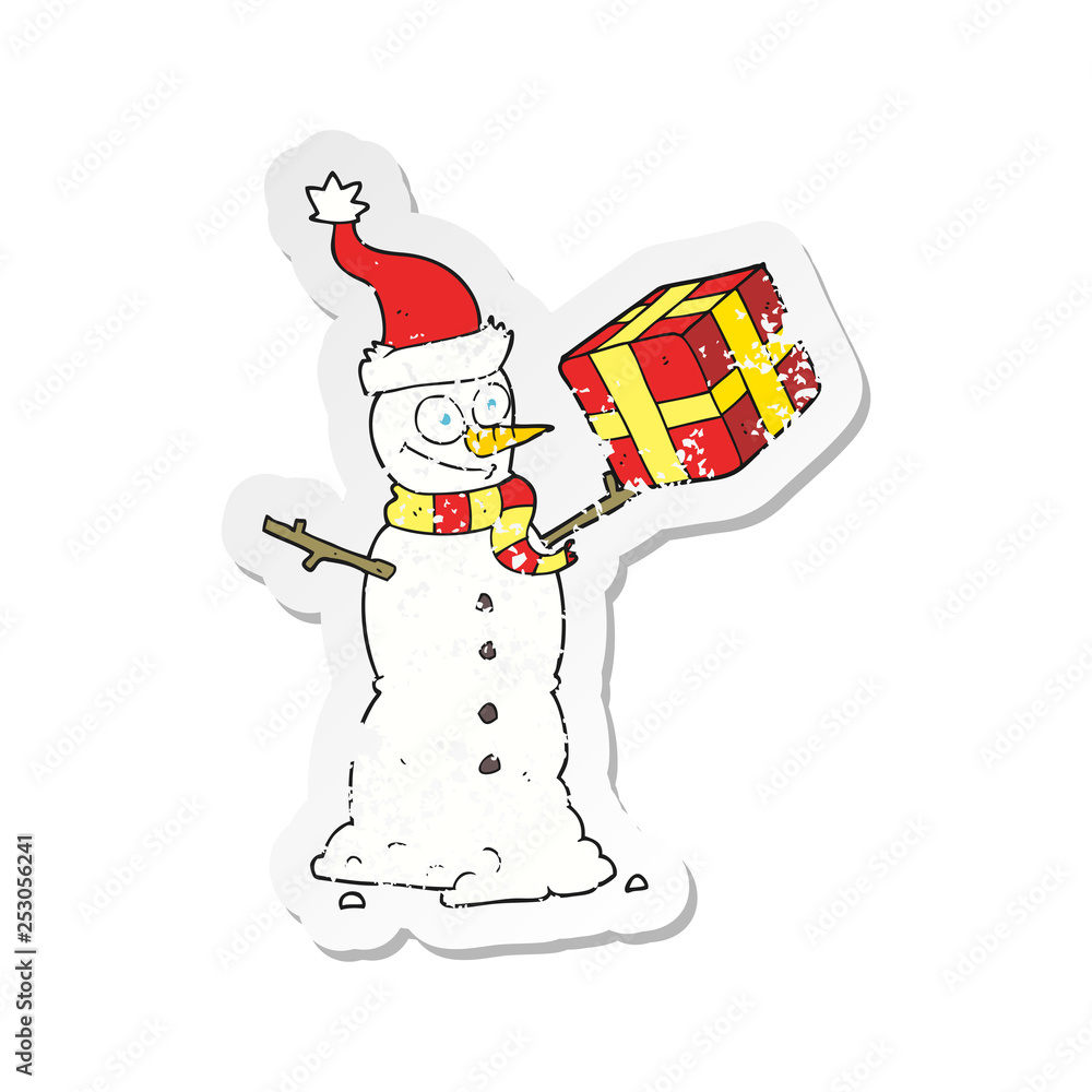 Obraz premium retro distressed sticker of a cartoon snowman