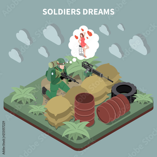 Soliders Dreams Isometric Composition