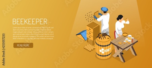 Beekeepers Isometric Horizontal Banner