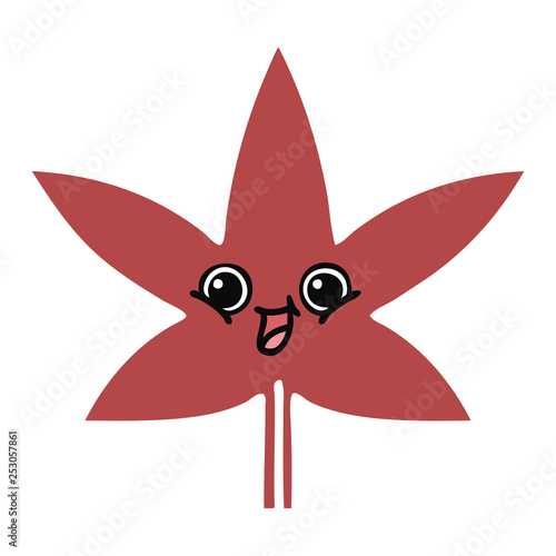 flat color retro cartoon autumnal leaf