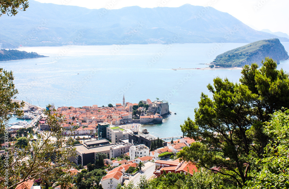 Landscape with views of Budva, Montenegro