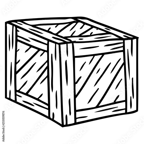 line drawing doodle of a wooden crate