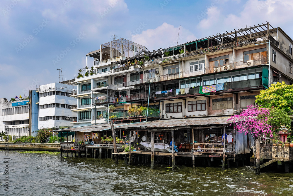 Riverside buildings n Bangkok, Thailand