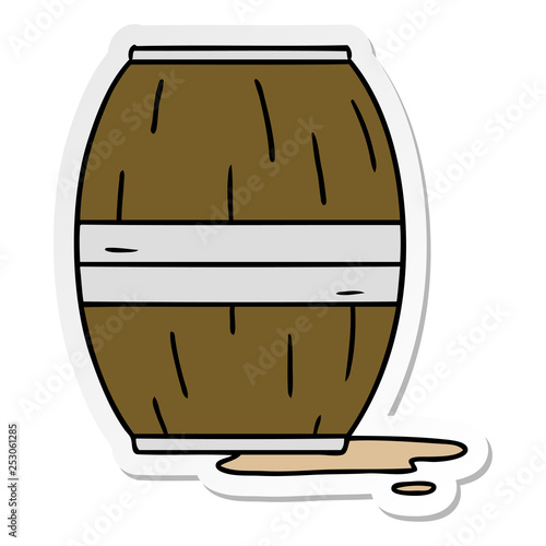 sticker cartoon doodle of a wine barrel