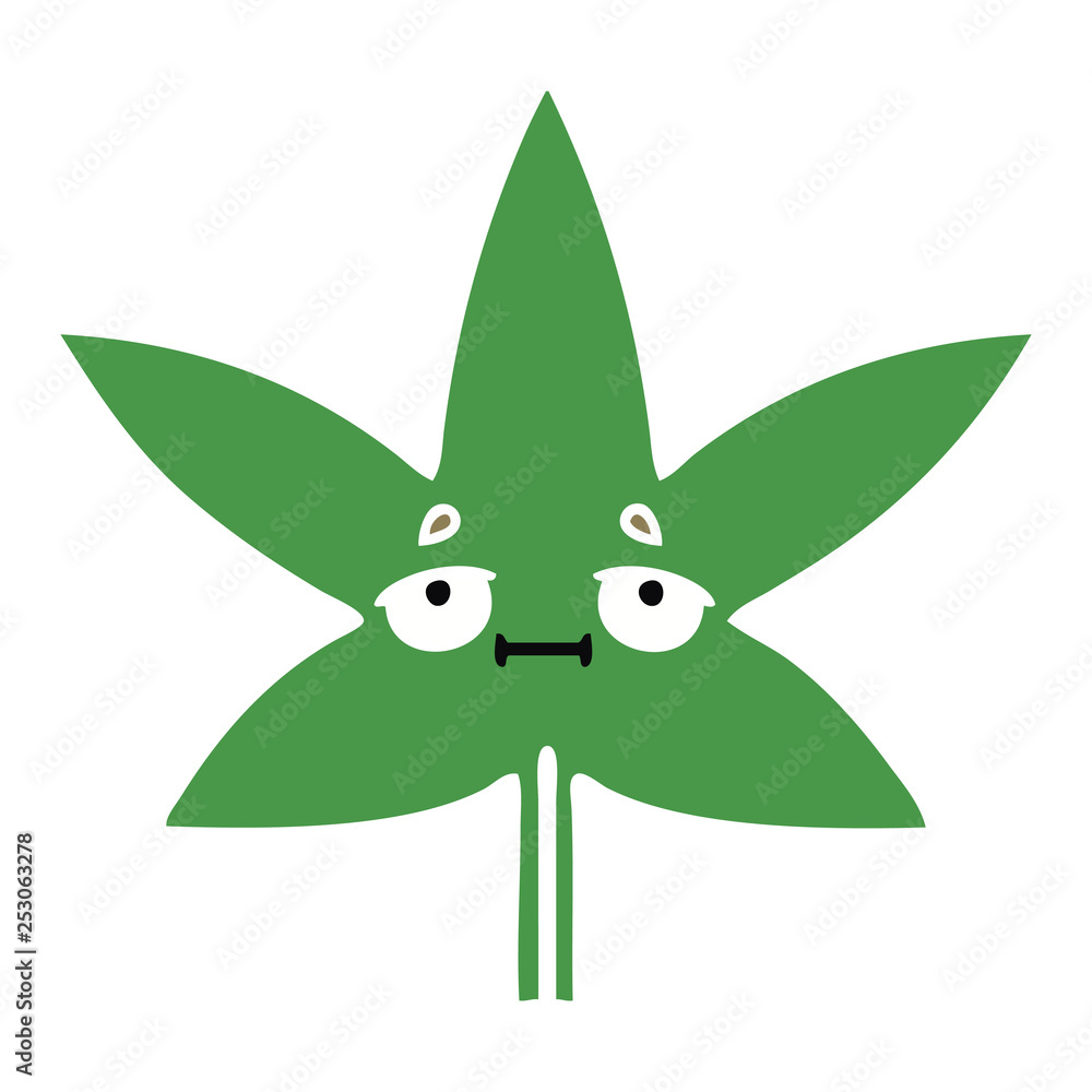flat color retro cartoon marijuana leaf flat color retro cartoon marijuana leaf