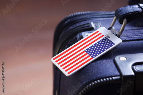 USA Luggage Tag Travel Concept