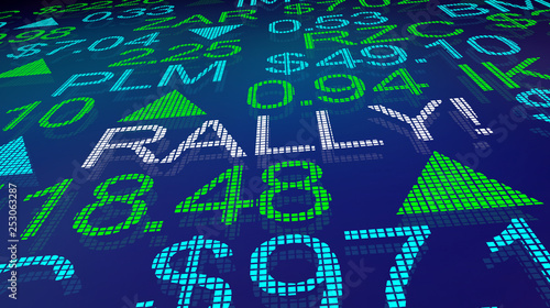 Canvas-taulu Rally Stock Market Prices Shares Increase Higher 3d Illustration
