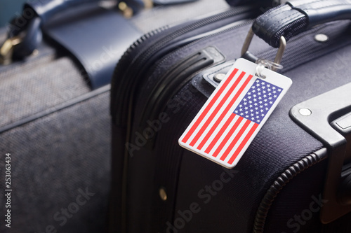 USA Luggage Tag Travel Concept photo