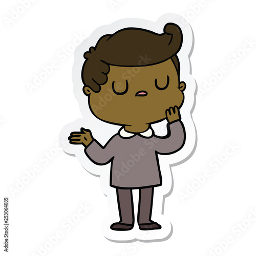 sticker of a cartoon man wondering
