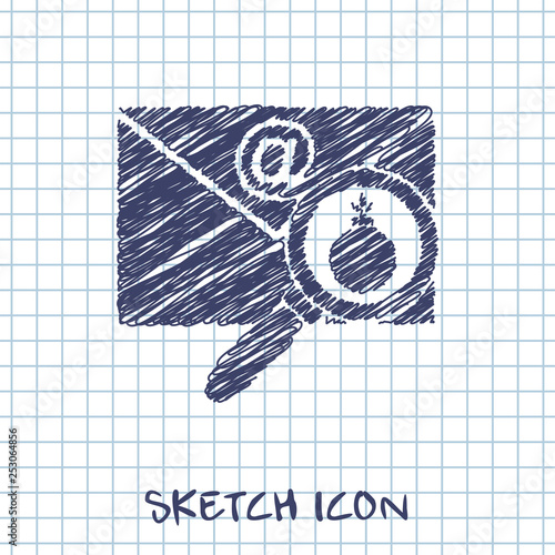 mail bomb sketch. explosive device in the envelope vector illustration