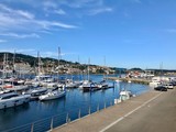 View of the harbour in Sanxenxo Galicia Spain