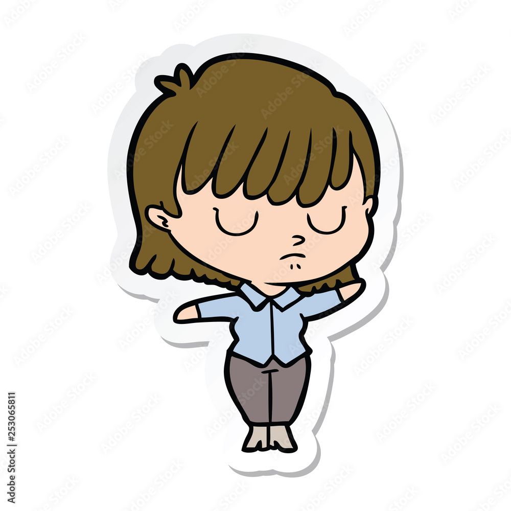 sticker of a cartoon woman sticker of a cartoon woman