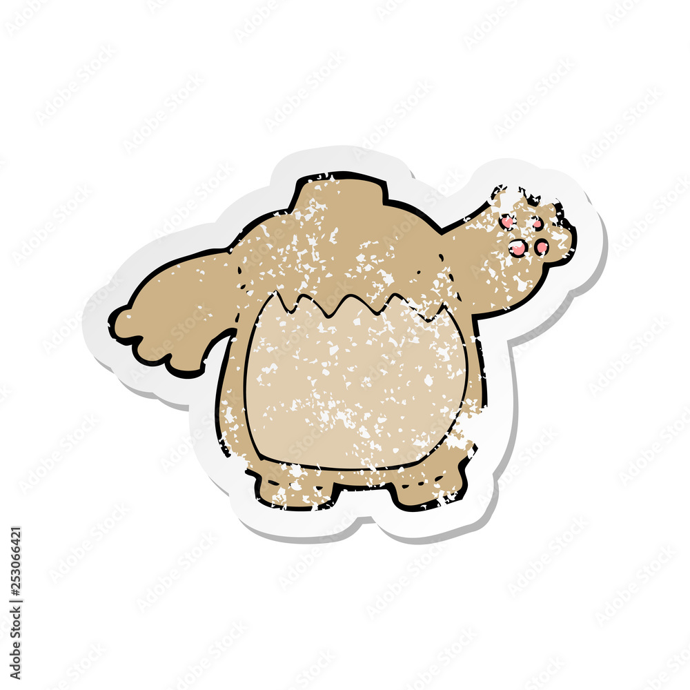 retro distressed sticker of a cartoon teddy bear body retro distressed sticker of a cartoon teddy bear body