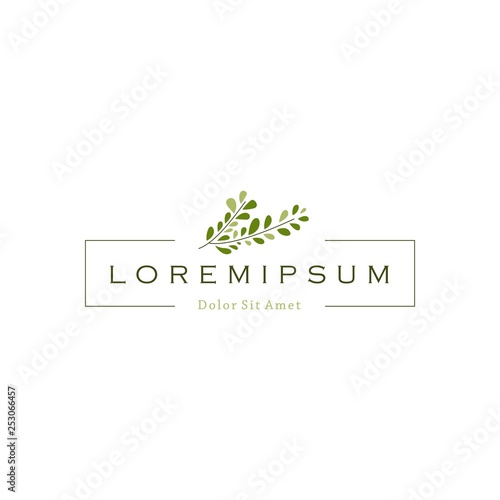 horizontal rectangle rectangular tree branch leaf logo vector icon emblem illustration