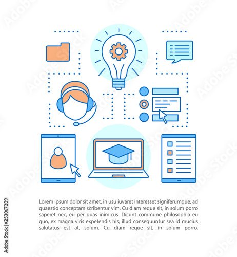 E-learning concept linear illustration