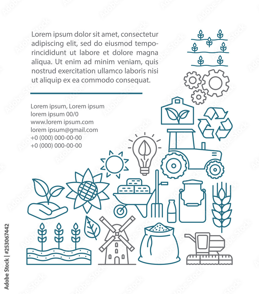 Organic farming article page vector template Organic farming article page vector template