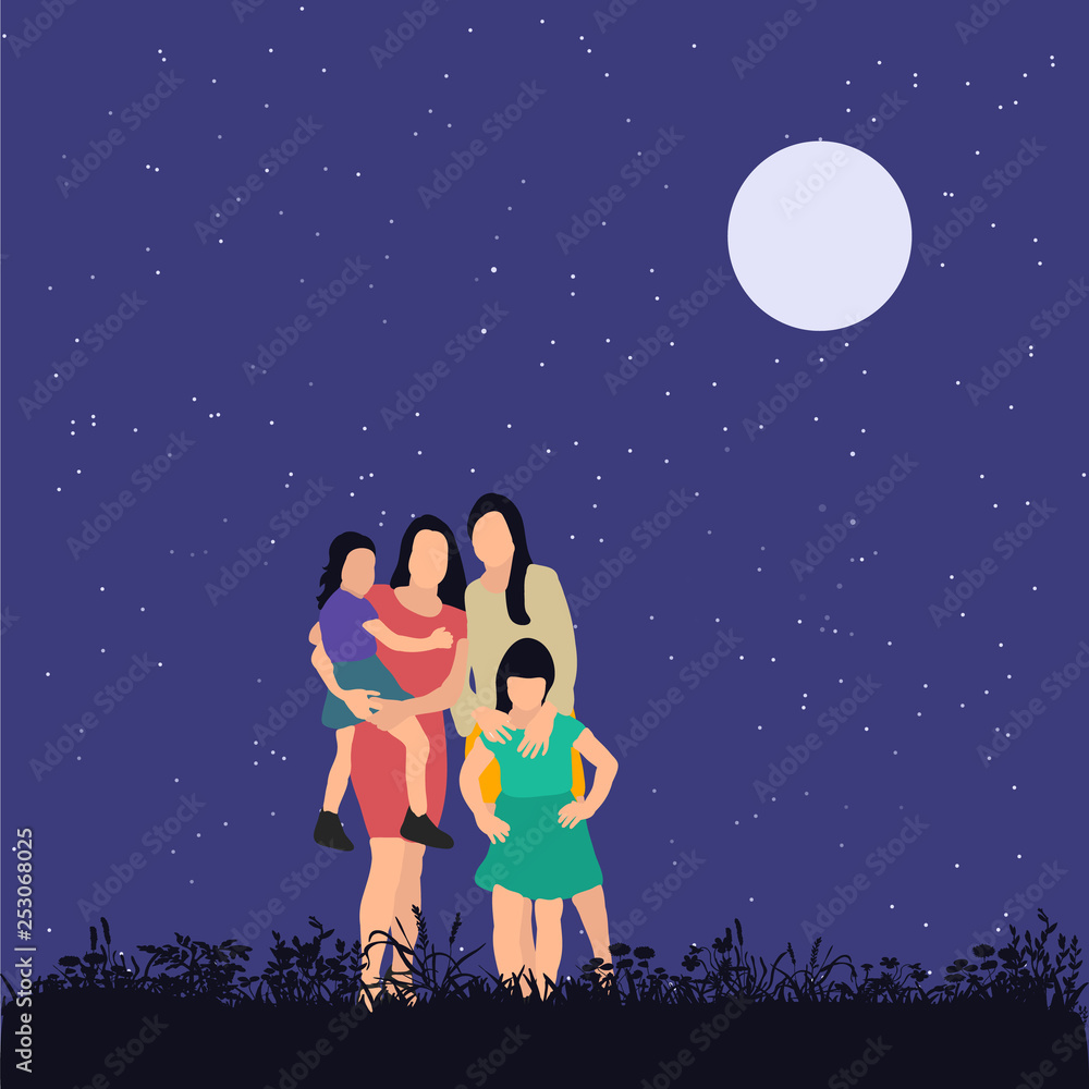 isolated, family in the park, flat style isolated, family in the park, flat style