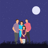 isolated, family in the park, flat style