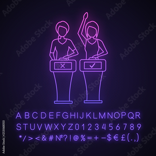 Quiz show neon light icon