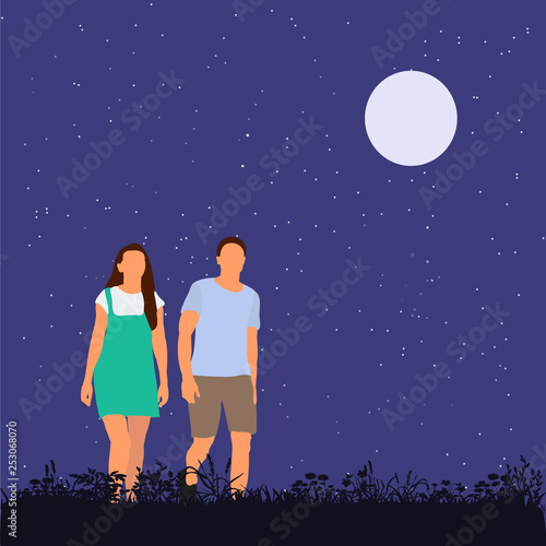 vector, isolated, guy and girl go
