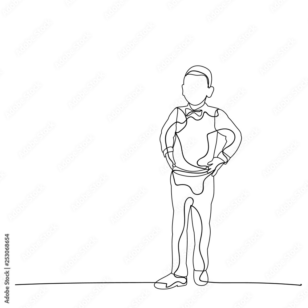 Fototapeta premium sketch, simple lines child, boy