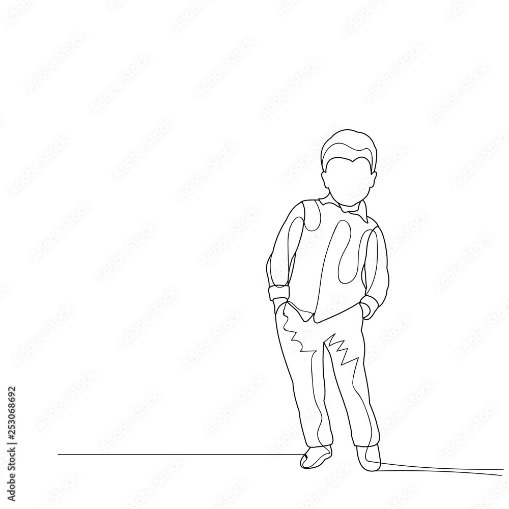  isolated, sketch, simple lines child, boy
