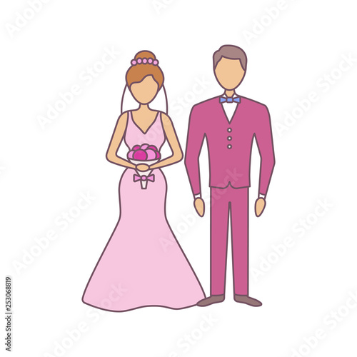Bride and bridegroom color icon