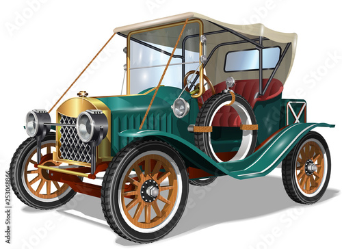 Retro car isolated on white background.	