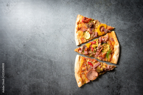 pizza on dark background