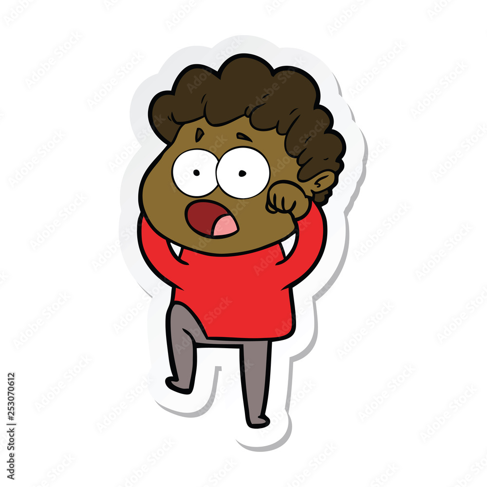 sticker of a cartoon man gasping in surprise sticker of a cartoon man gasping in surprise