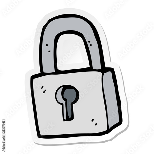 sticker of a cartoon padlock