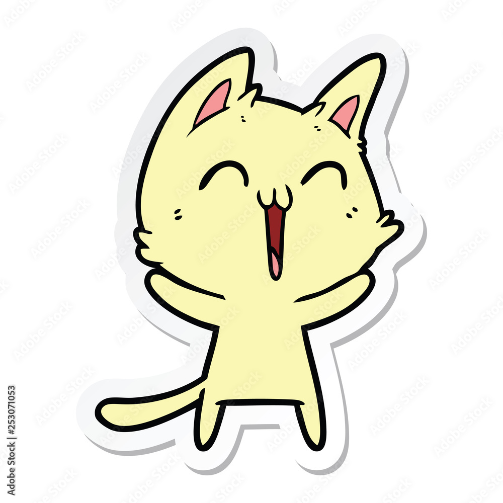 sticker of a happy cartoon cat sticker of a happy cartoon cat