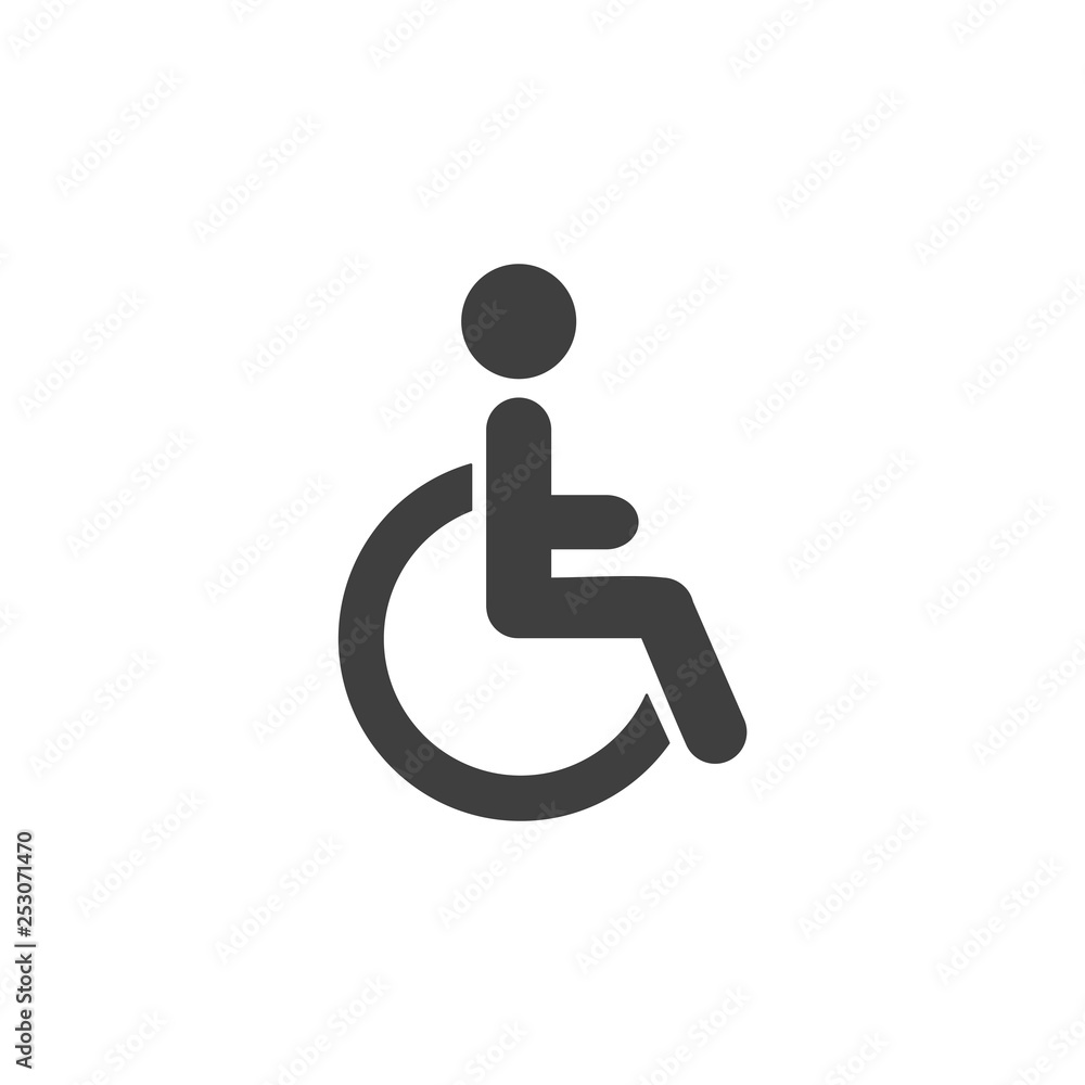 Disabled man armchair medical icon simple flat illustration Disabled man armchair medical icon simple flat illustration