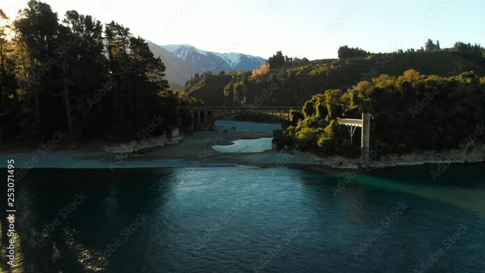 Bridges over Rakaia river, Rakaia Gorge, New Zealand, South Island Bridges over Rakaia river, Rakaia Gorge, New Zealand, South Island