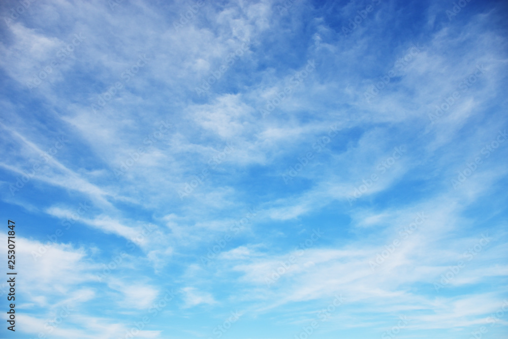 Bright sky with soft cloud. Blue background - sky scape.