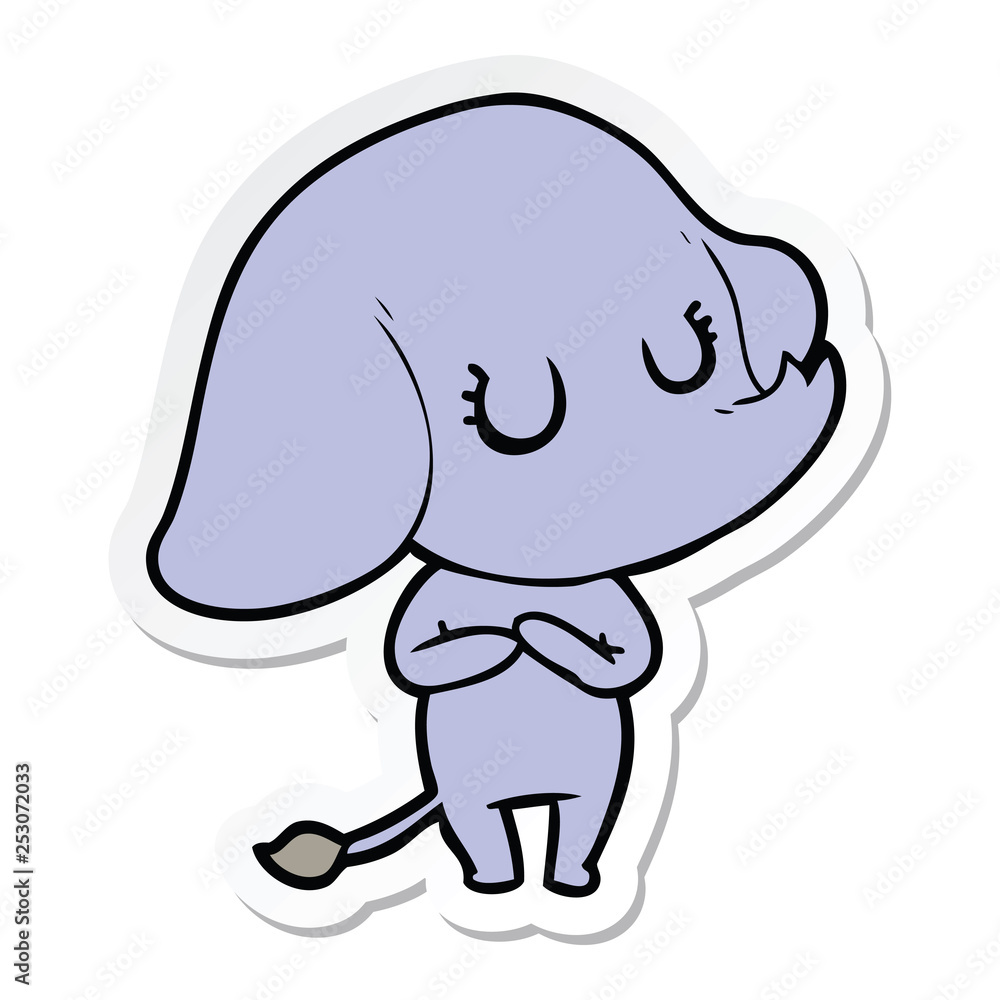 sticker of a cute cartoon elephant sticker of a cute cartoon elephant