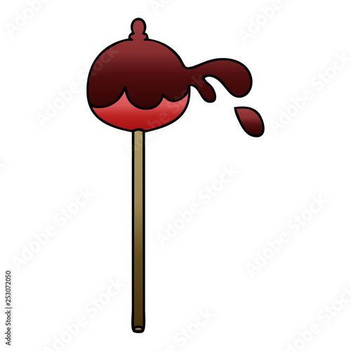 quirky gradient shaded cartoon toffee apple