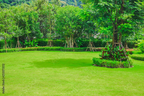 Grass with garden design, landscape design, Golf course in the park.