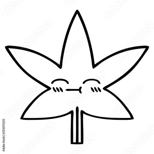 line drawing cartoon autumnal leaf
