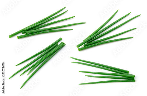 Fotografie Chives isolated. Young green onion.