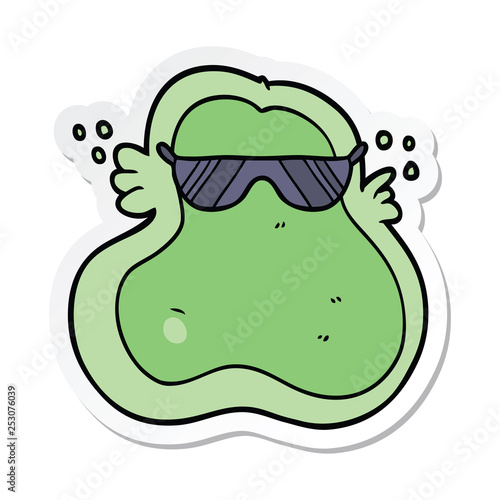 sticker of a cool cartoon amoeba