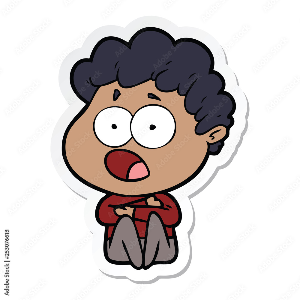 sticker of a cartoon man gasping in surprise sticker of a cartoon man gasping in surprise