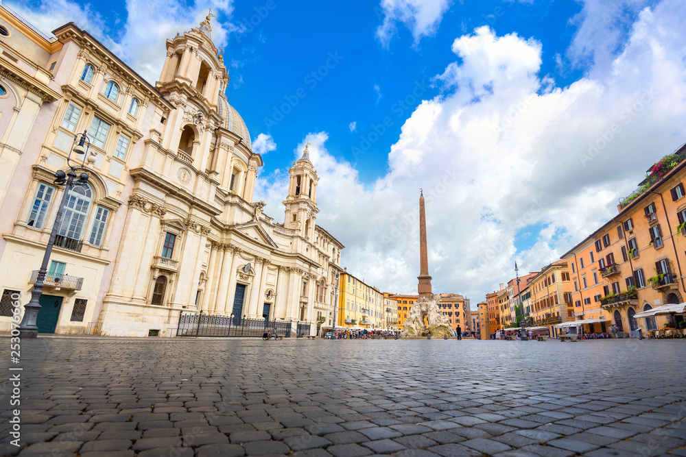 Piazza Navona and Sant Agnese church in Rome. Italy