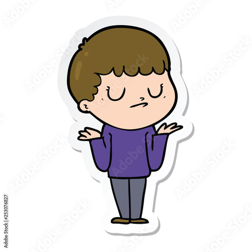 sticker of a cartoon grumpy boy