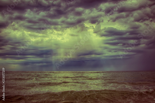 Sea dark landscape with sky clouds waves © Светлана Лазаренко