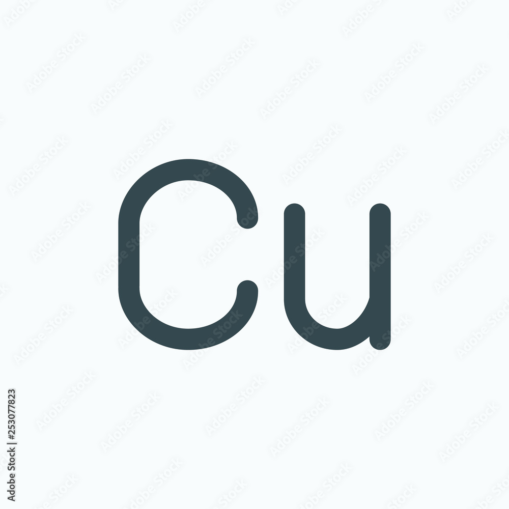 Cuprum metal vector icon, Cu atom element isolated icon Cuprum metal vector icon, Cu atom element isolated icon
