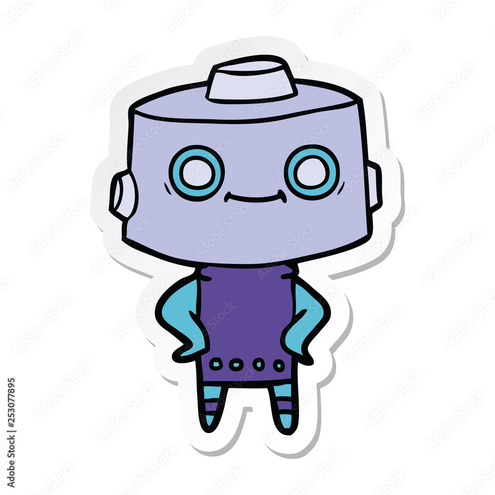 sticker of a cartoon robot sticker of a cartoon robot