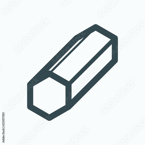 Hexagon metal and steel bar vector icon