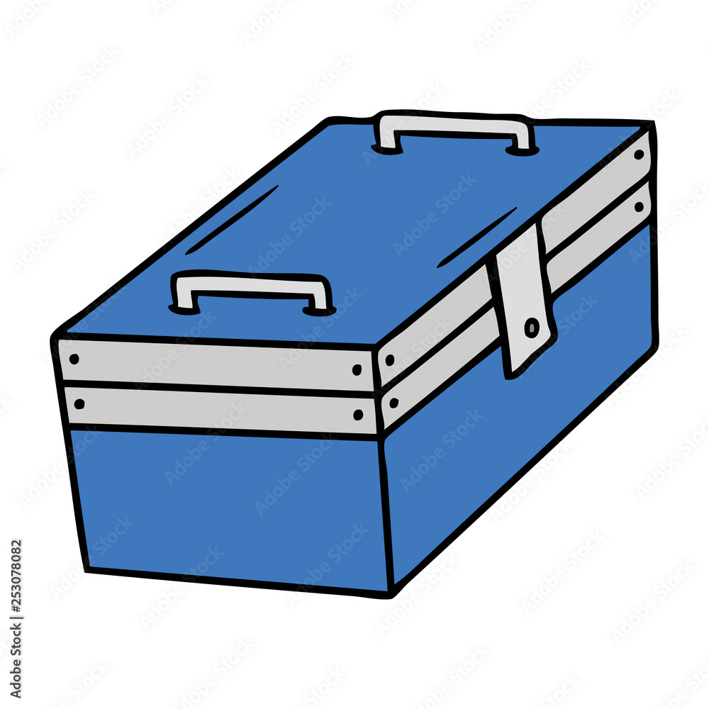 cartoon doodle of a metal tool box cartoon doodle of a metal tool box